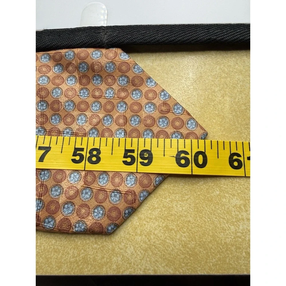 Ermenegildo Zegna Silk Tie Italy‎ Copper Blue Medallion Tessuto Esclusivo